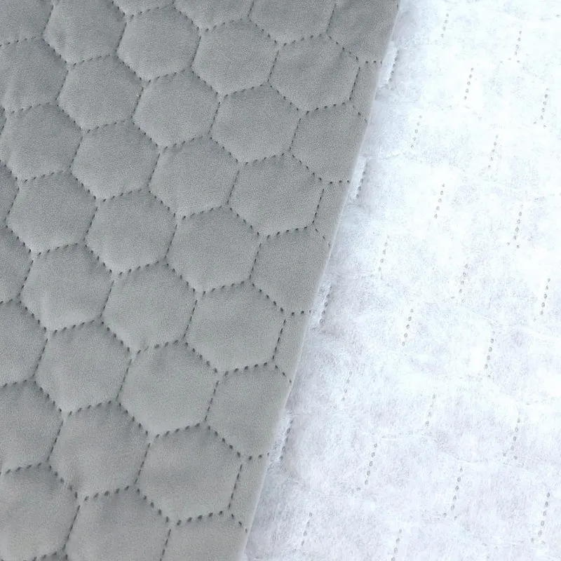 Honeycomb Quilted Dark Grey Velvet