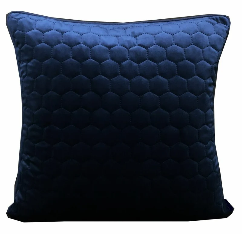 Luxury Navy Quilted Honeycomb Velvet Cushion Cover 40x40cm+ Zippered