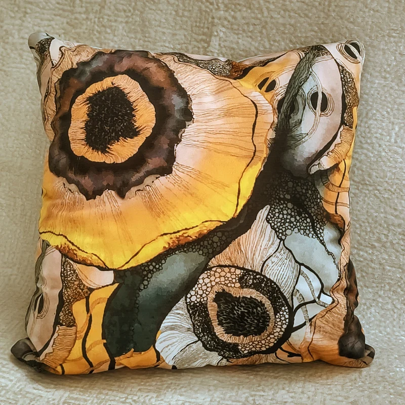 Yellow Poppies Velvet Cushion Cover 45x45cm+
