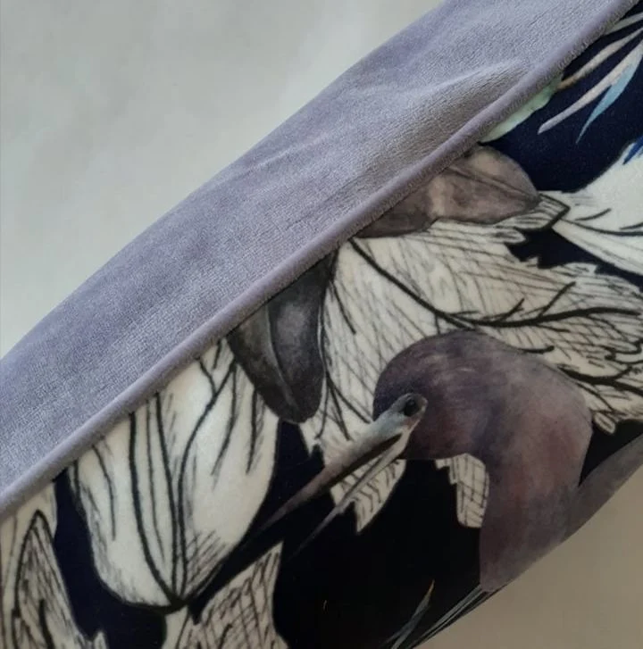 Cranes Velvet Cushion Cover Pillowcase 45x45cm zippered piped