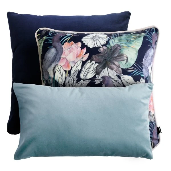 Cranes Velvet Cushion Cover Pillowcase 45x45cm zippered piped