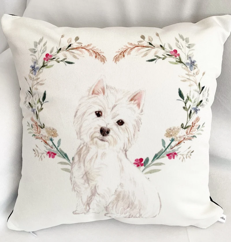 White Westie Dog Luxury Pillow Cover 45x45cm