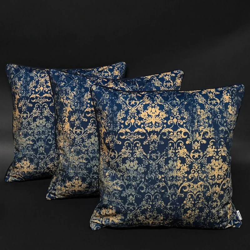 Luxury Navy Ornament Velvet Pillow Covers 40x40cm+ Zippered