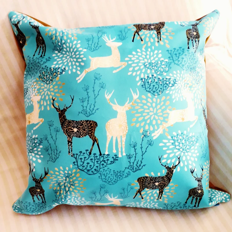 Deers Velvet Blue Pillow Cover Pillowcase 40x40cm+ Zippered