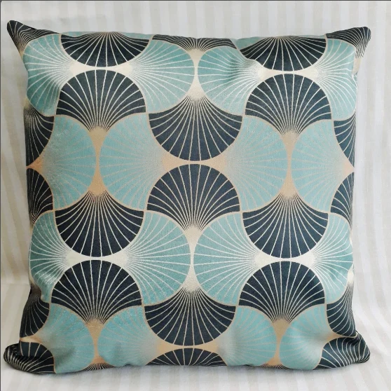 Blue Art Deco Decorative Cushion 40x40cm+