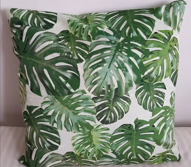 Monstera Green Leafs Cushion 40x40cm+