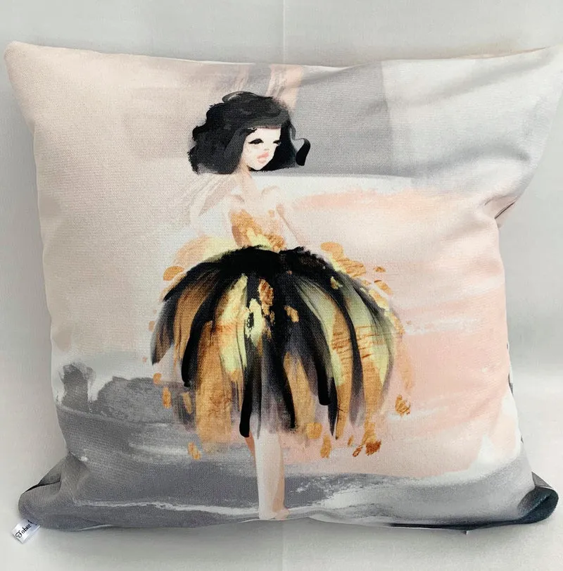 Gold Ballerina Dancer Velvet Luxury Pillow Covers Pillowcase 45x45cm