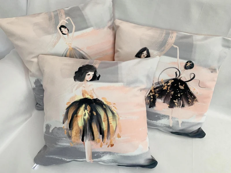 Ballerina Dancer Velvet Luxury Pillow Covers 45x45cm Zippered
