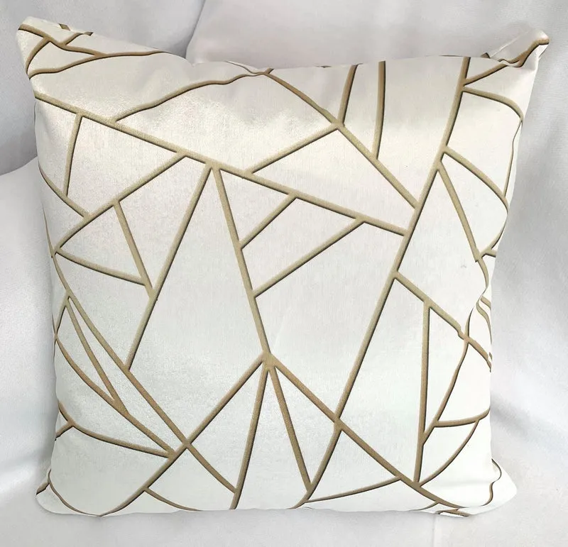 Luxury White Gold Geometric Pillow Covers 40x40cm+ Zippered