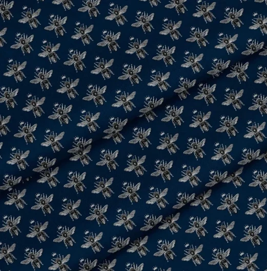 Navy Lovely Bees Velvet