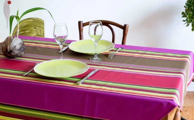 NAPPE ENDUITE "KAKI" - Vert kaki et fuchsia