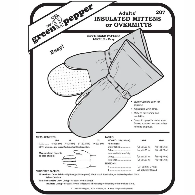 PATRON DE COUTURE PDF | Surmoufles ou mitaines isolées pour adulte | UNISEXE | The Green Pepper