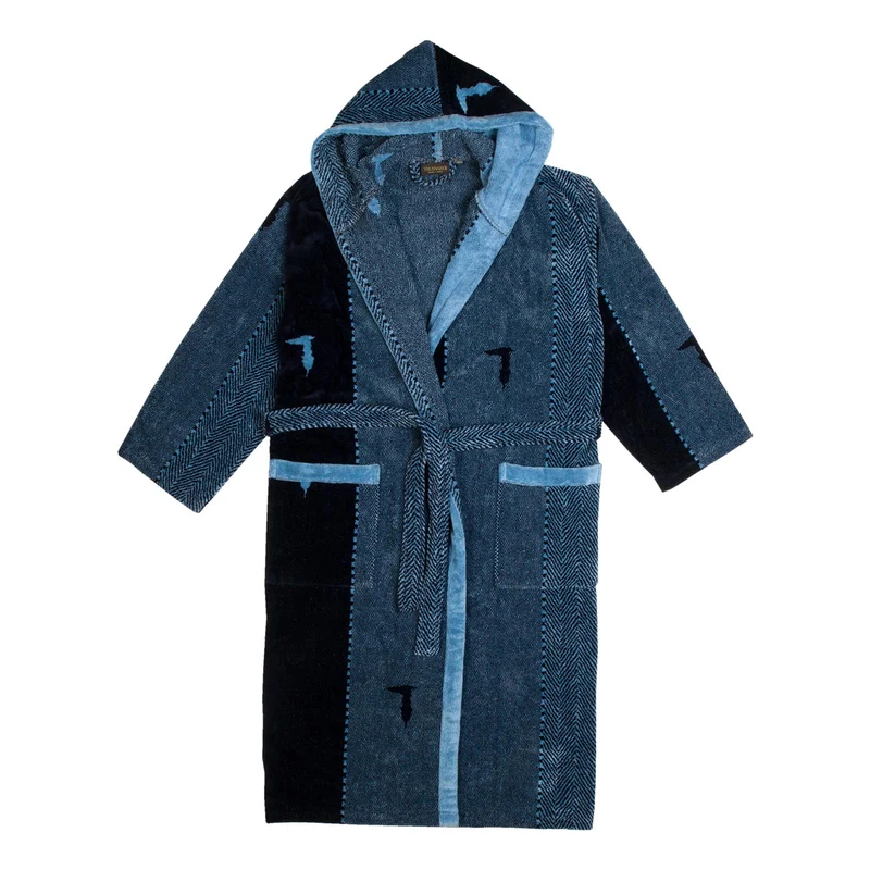 Accappatoio con Cappuccio new tweed in Spugna 410 gr/mq