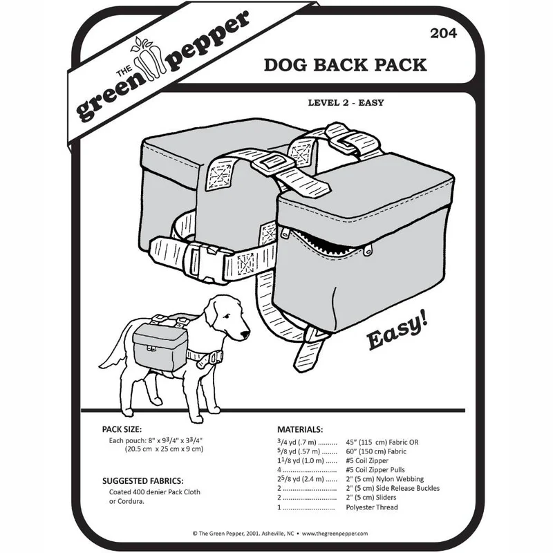PATRON DE COUTURE PDF | Sac à dos pour chien | The Green Pepper