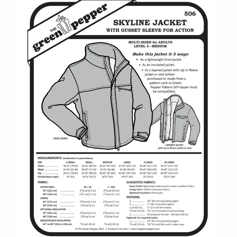 PATRON DE COUTURE PDF | Manteau Skyline pour adulte | The Green Pepper