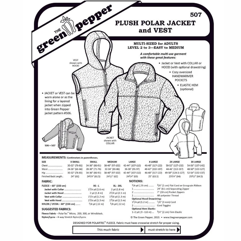 PATRON DE COUTURE PDF | Veste et gilet en polar pour adulte | The Green Pepper