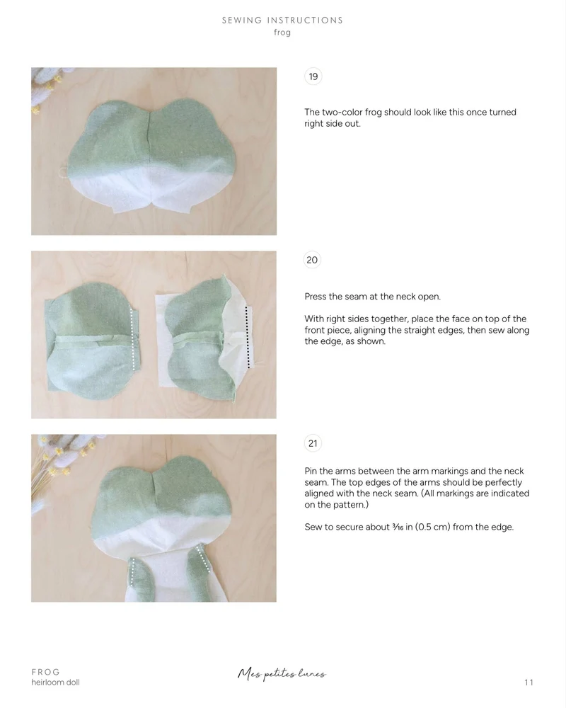 Patron de couture PDF | Peluche Grenouille | Mes Petites Lunes