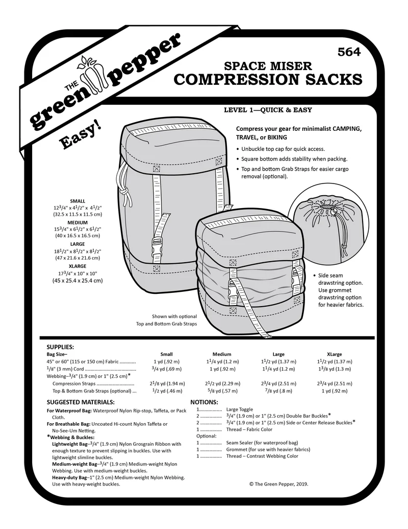 PATRON DE COUTURE PDF | Sacs de compression | The Green Pepper