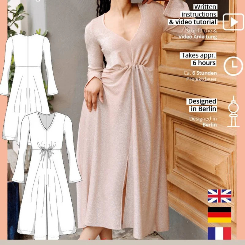 Patron de couture PDF | Robe midi en jersey FIONA | Juliana Martejevs