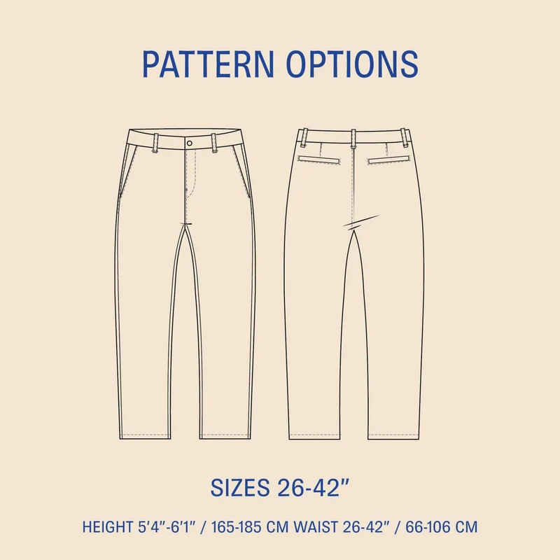 Patron de couture PDF | Pantalon chino | Unisexe | Wardobe by Me