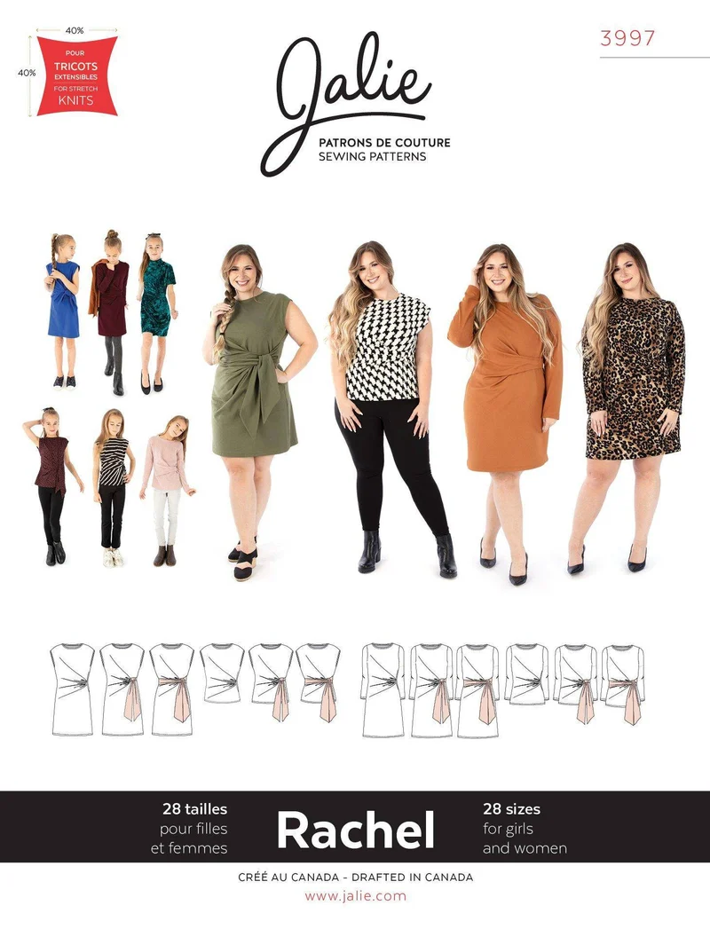 PDF PATRON DE COUTURE | 3997 | RACHEL Robe et haut à nouer devant | Jalie | BILINGUE (FR/EN)