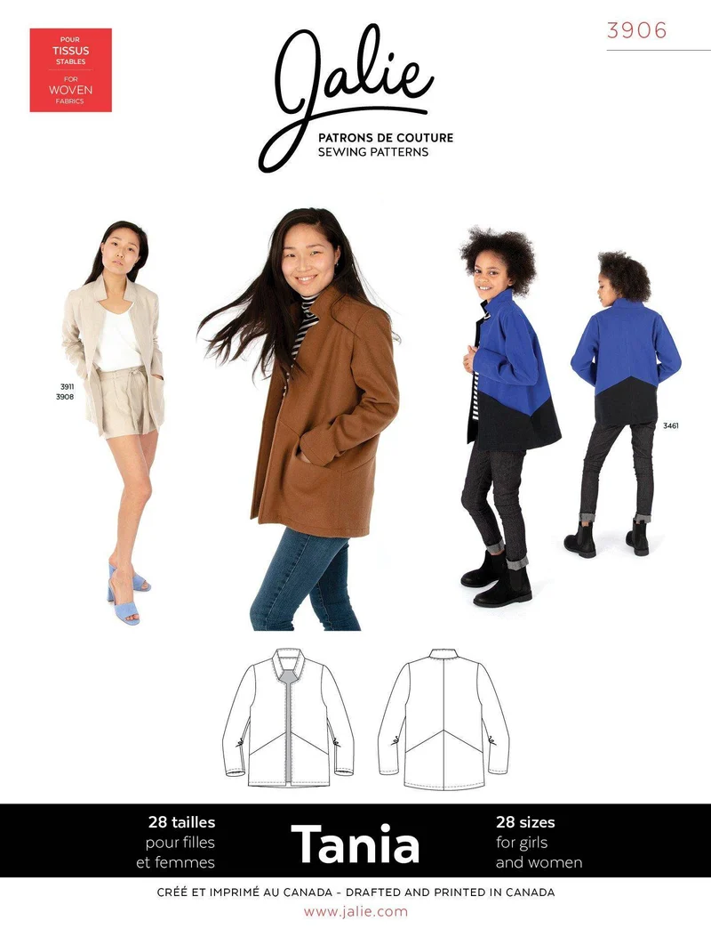 PDF PATRON DE COUTURE | 3906 | TANIA Manteau style cardigan | Jalie | BILINGUE (FR/EN)