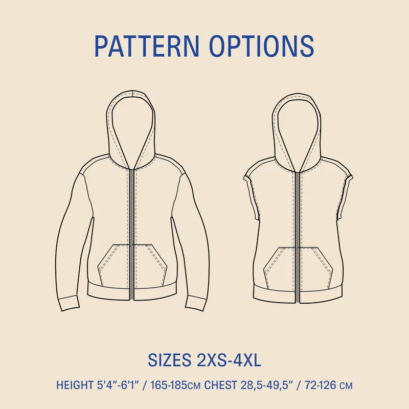 Patron de Couture PDF | Coton Ouaté avec Zip | Unisexe | Wardrobe by Me
