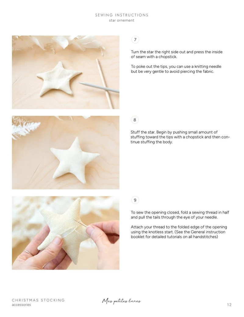Patron de Couture PDF | Bas de Noël avec Ornements | Mes Petites Lunes