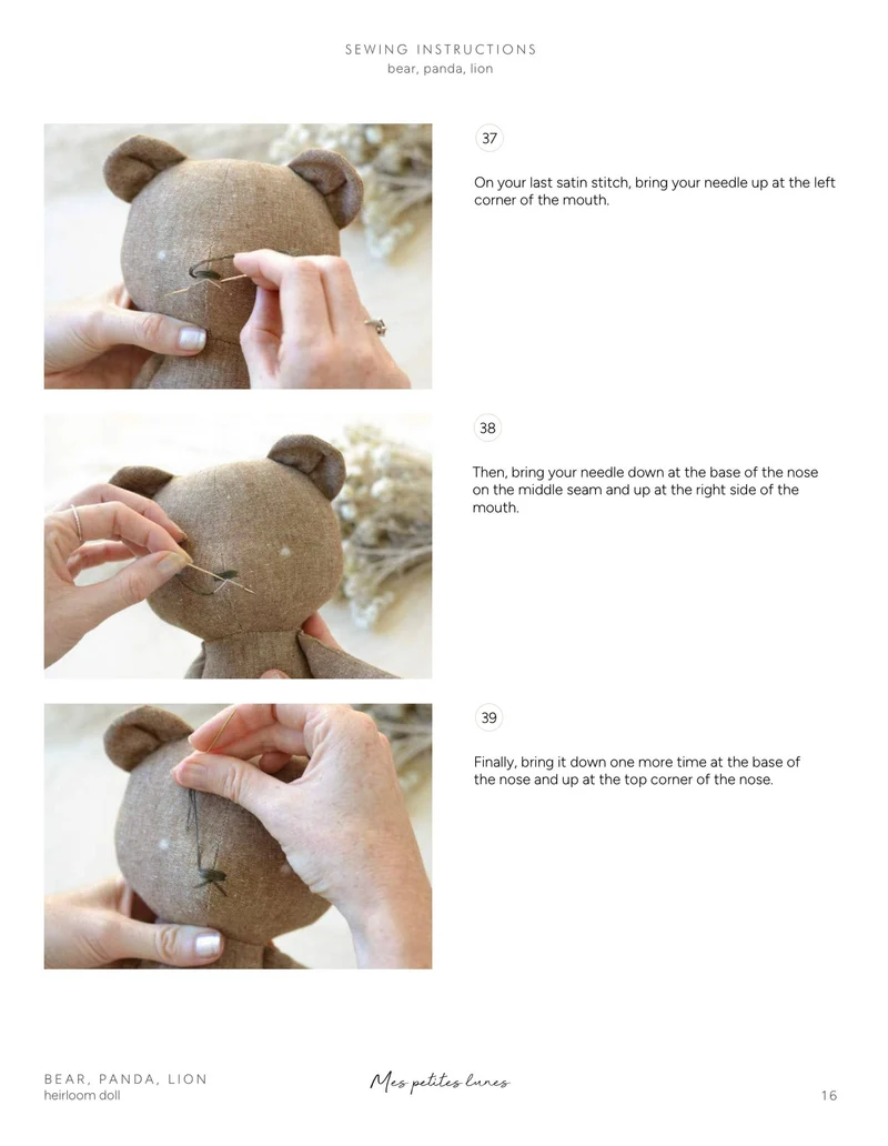 Patron de couture PDF | Peluche Ours, Lion, Panda | Mes Petites Lunes