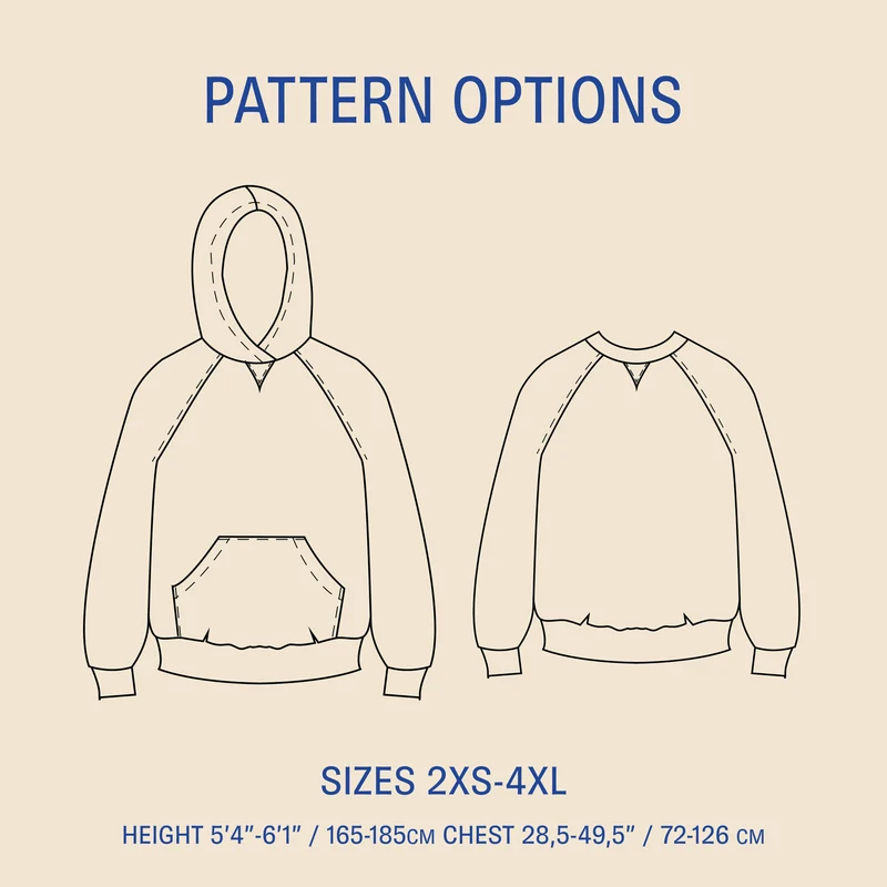 Patron de couture PDF | Coton Ouaté à capuchon | Unisexe | Wardrobe by Me