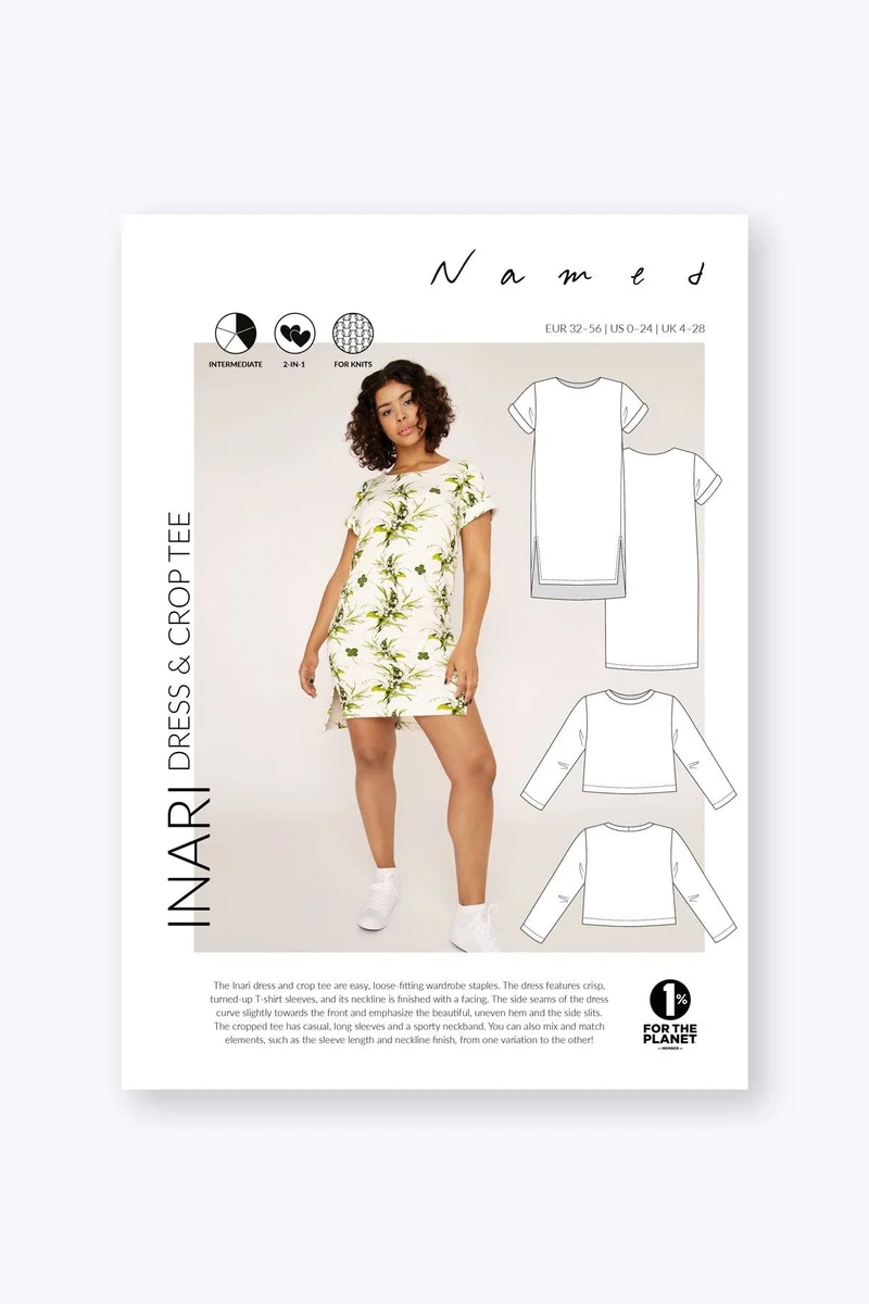 Patron de couture PDF | Robe et t-shirt court Inari | Named Clothing