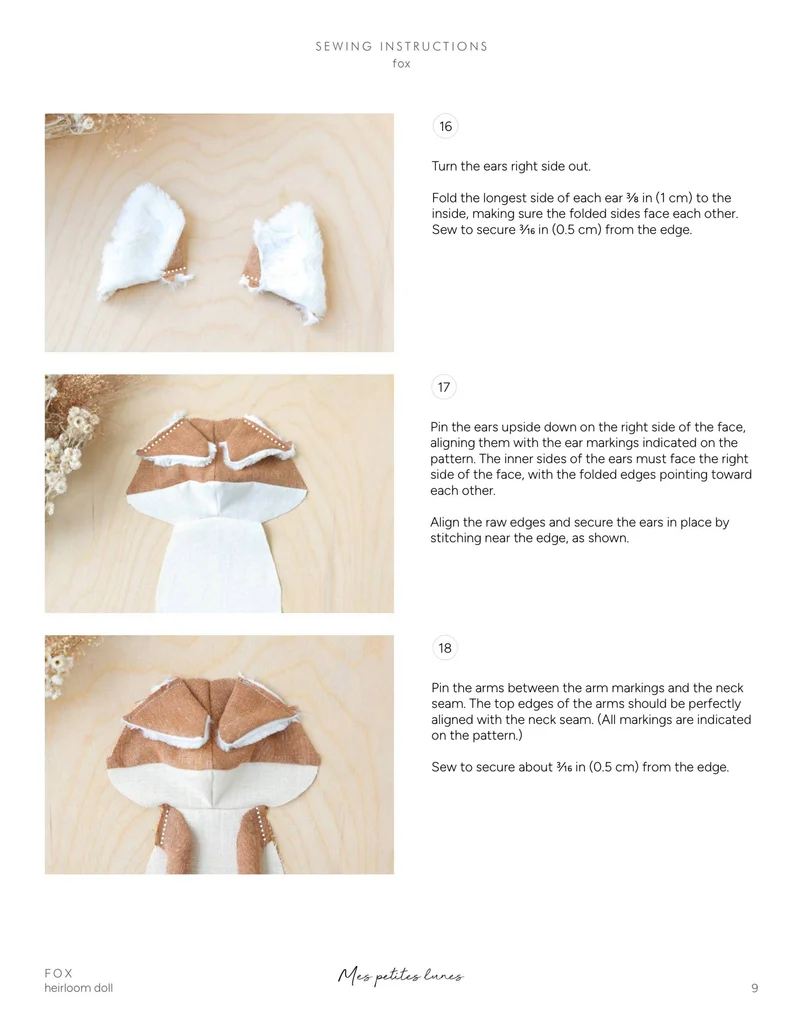 Patron de couture PDF | Peluche Renard | Mes Petites Lunes