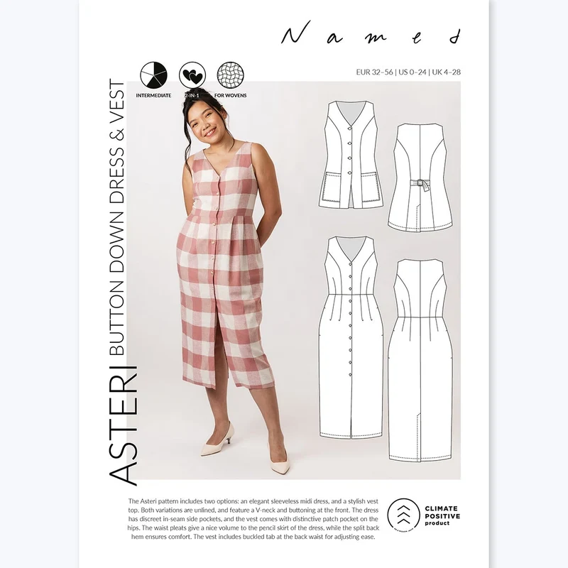 Patron de couture PDF | Robe Boutonnée et Veste Asteri | Named Clothing