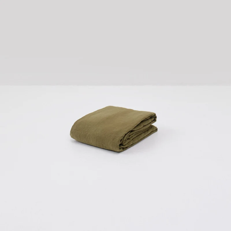 Drap plat en lin lavé 190g/m² • Vert Olive