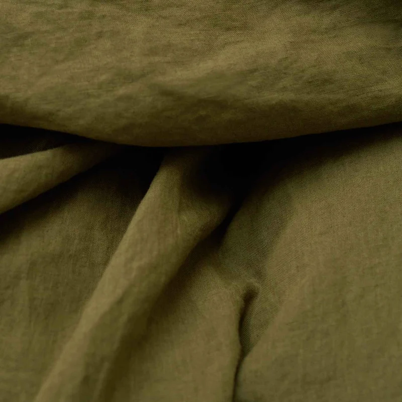Drap plat en lin lavé 190g/m² • Vert Olive