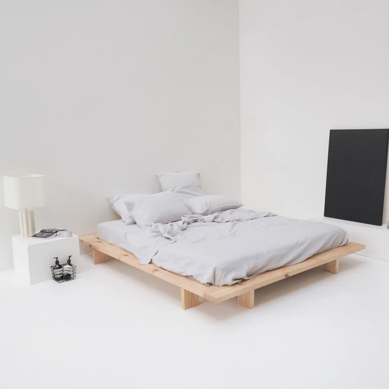 Drap plat en lin lavé 190g/m² • Gris Galet