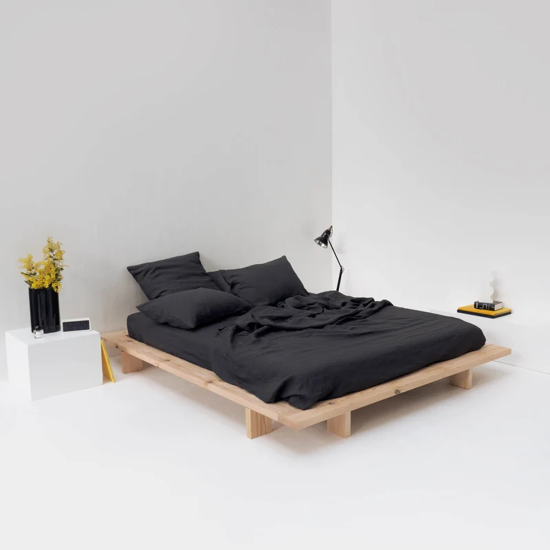 Drap plat en lin lavé 190g/m² • Gris Graphite