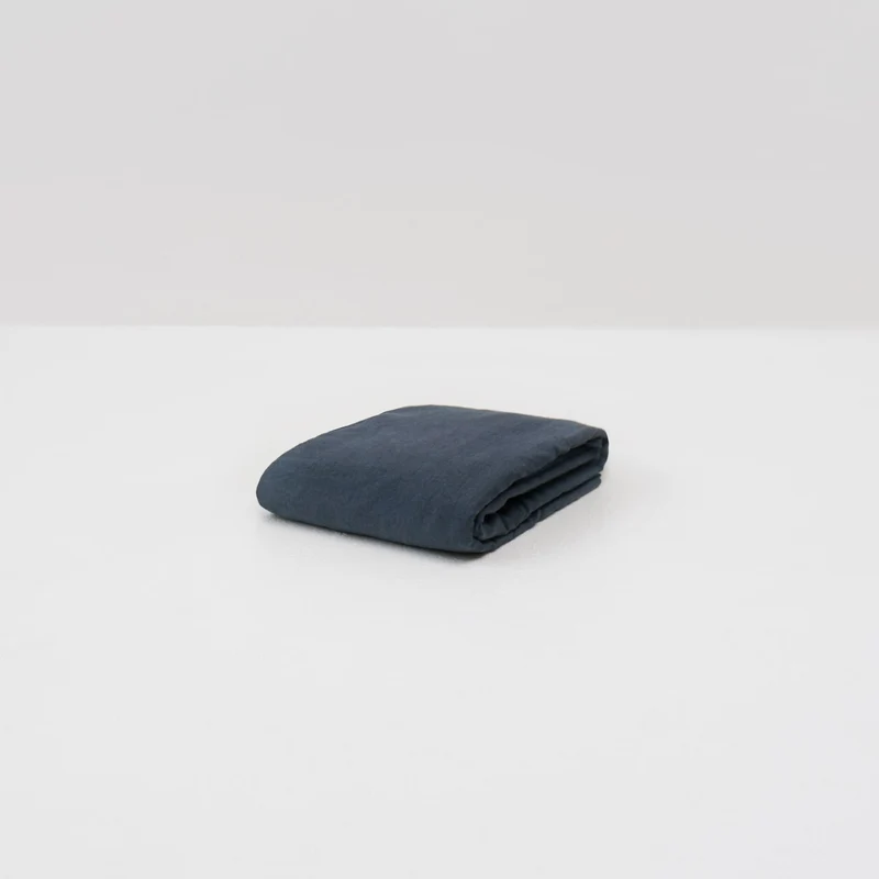 Drap plat en lin lavé 190g/m² • Bleu Orage
