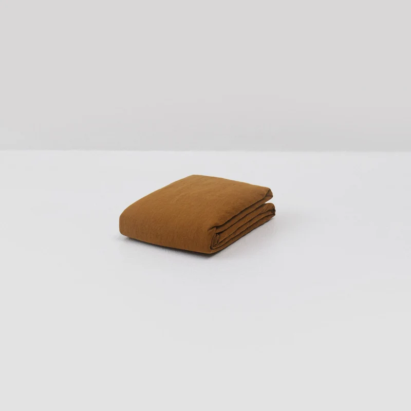 Drap plat en lin lavé 190g/m² • Moka