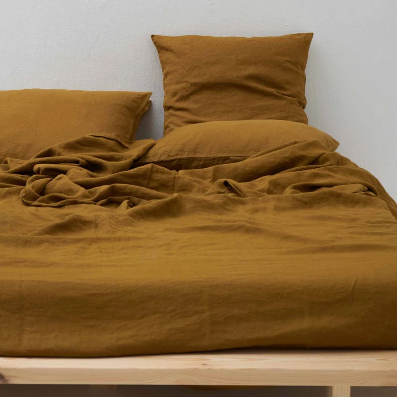 Drap plat en lin lavé 190g/m² • Moka