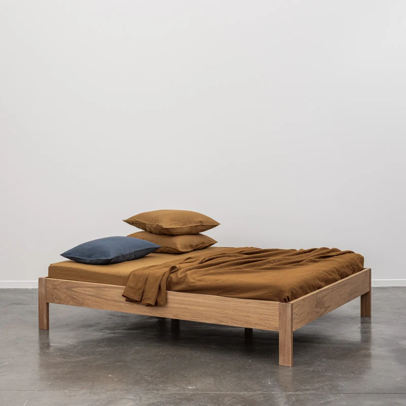 Drap plat en lin lavé 190g/m² • Moka