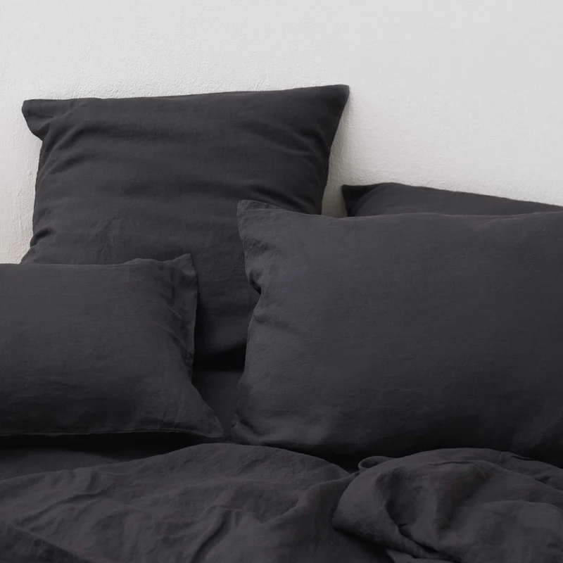2 taies d'oreiller en lin lavé 190g/m² • Gris Graphite