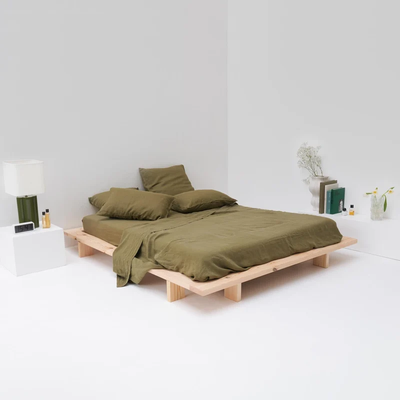 2 taies d'oreiller en lin lavé 190g/m² • Vert Olive