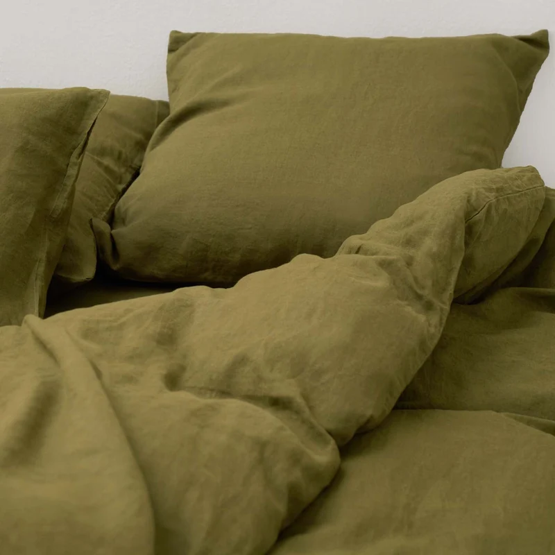 2 taies d'oreiller en lin lavé 190g/m² • Vert Olive