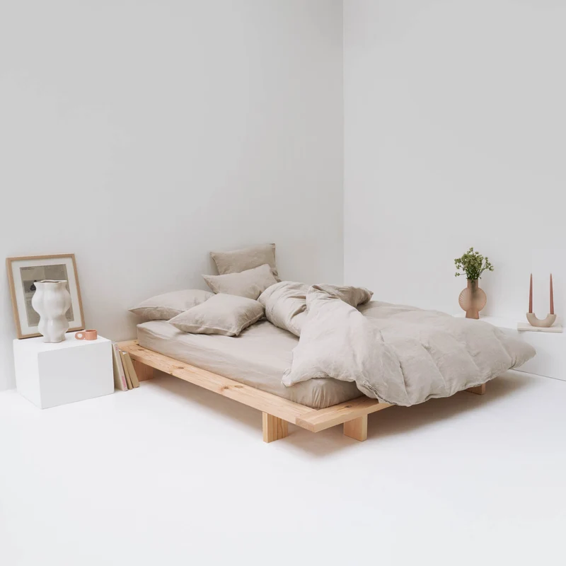Drap housse en lin lavé 190g/m² • Naturel