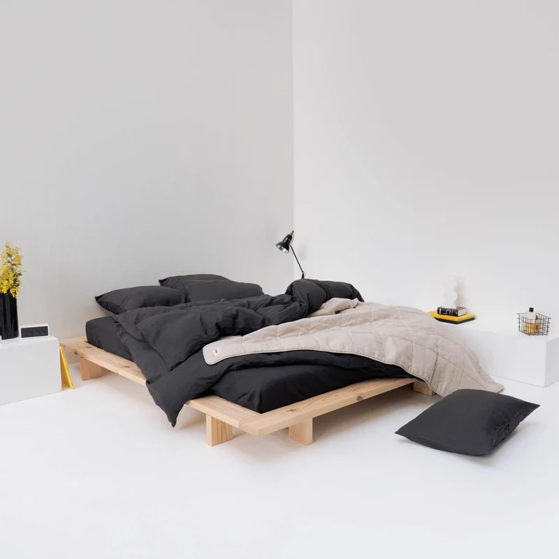Drap housse en lin lavé 190g/m² • Gris Graphite