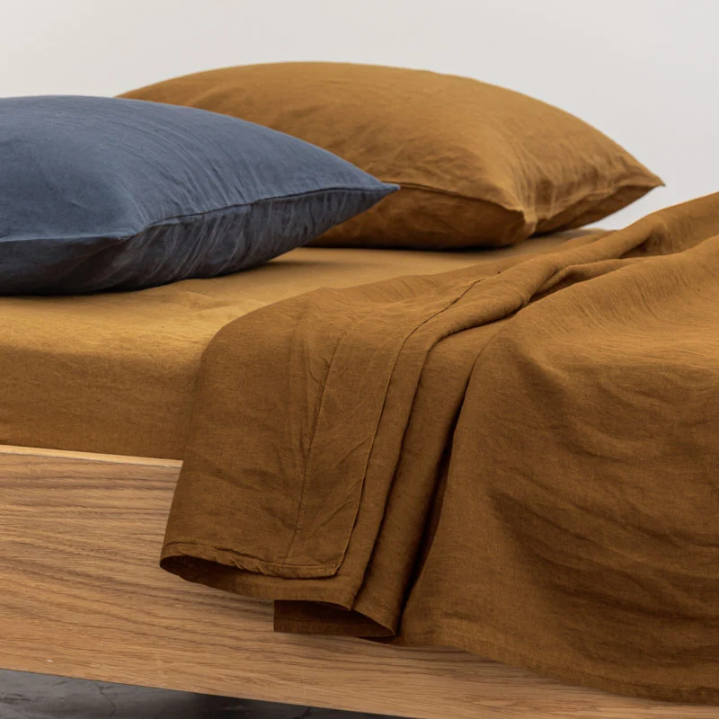 Drap housse en lin lavé 190g/m² • Moka