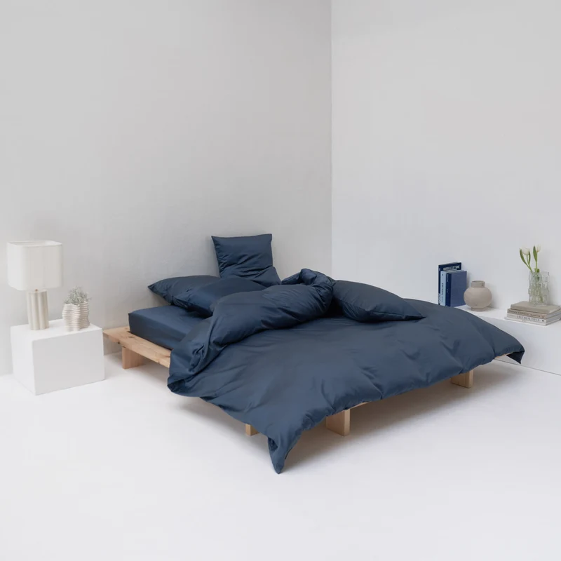 Parure de lit en satin de coton égyptien 300 fils • Bleu Orage