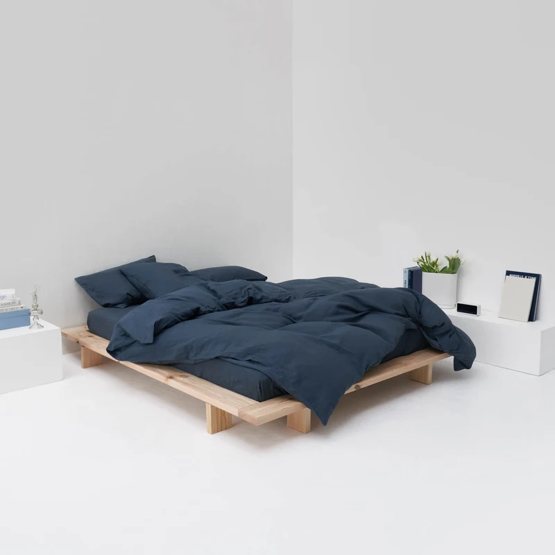 Parure de lit en lin lavé 190g/m² • Bleu Orage