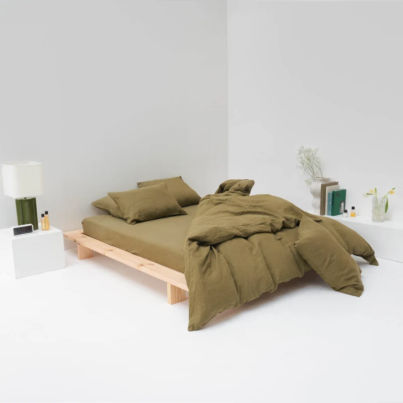 Parure de lit en lin lavé 190g/m² • Vert Olive